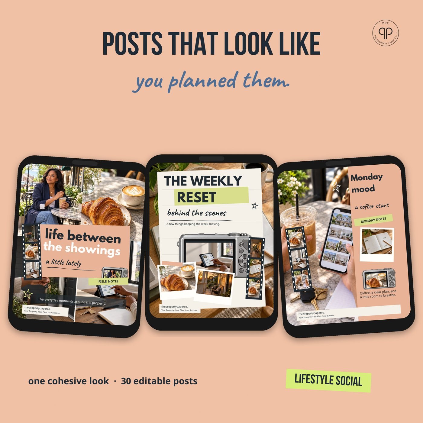 Posts that look planned: Three templates, ready to edit, from Lifestyle Social