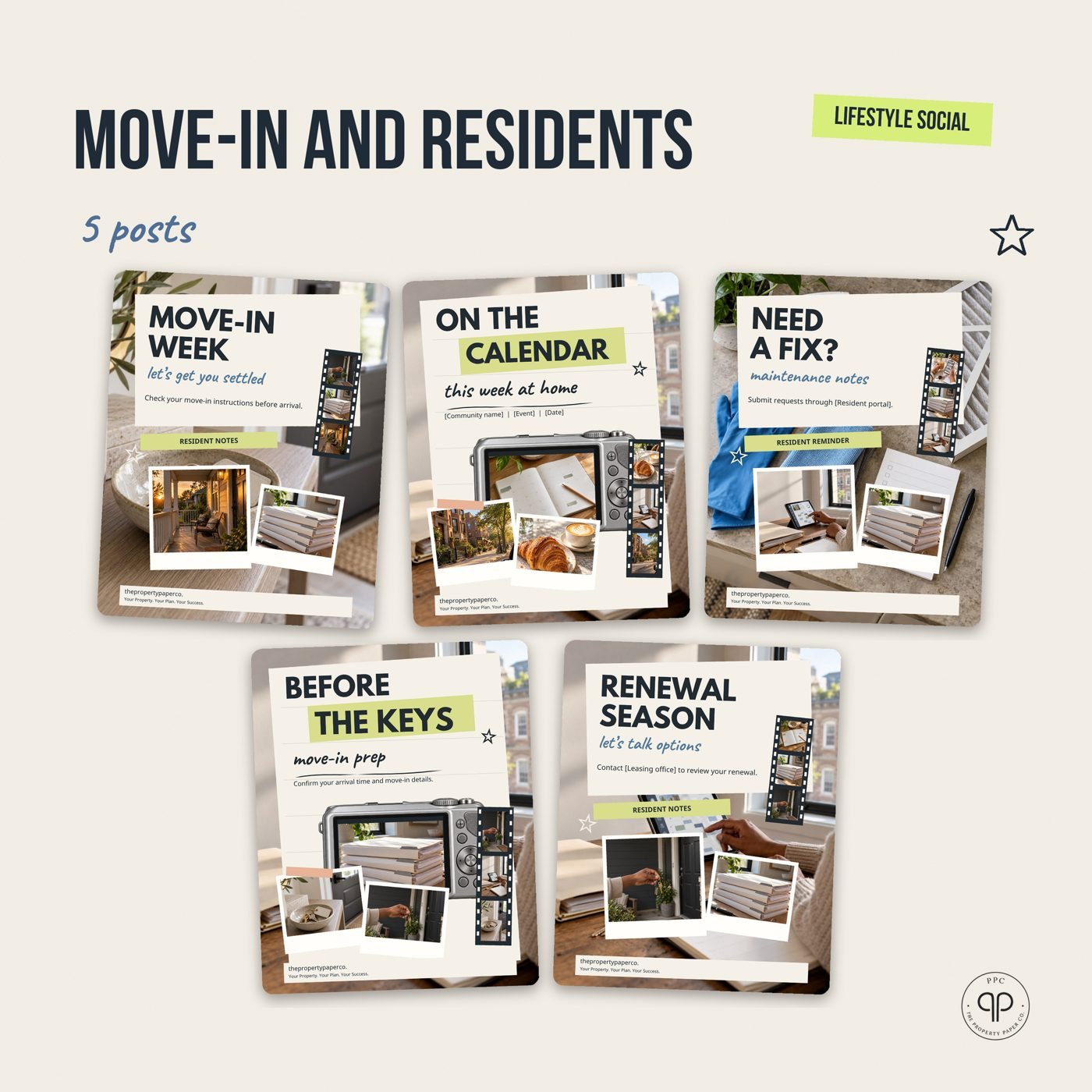 Move-in and residents: 5 templates, from Lifestyle Social