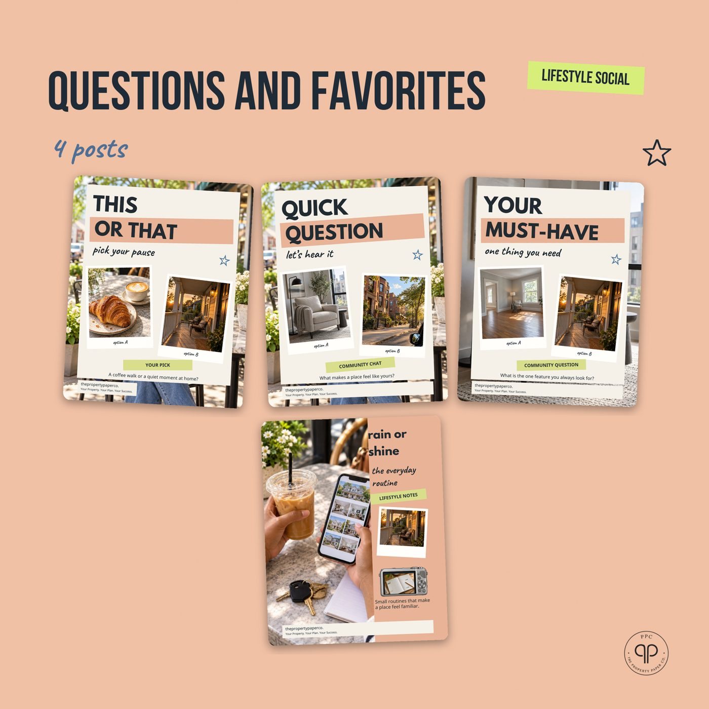 Questions and favorites: 4 templates, from Lifestyle Social