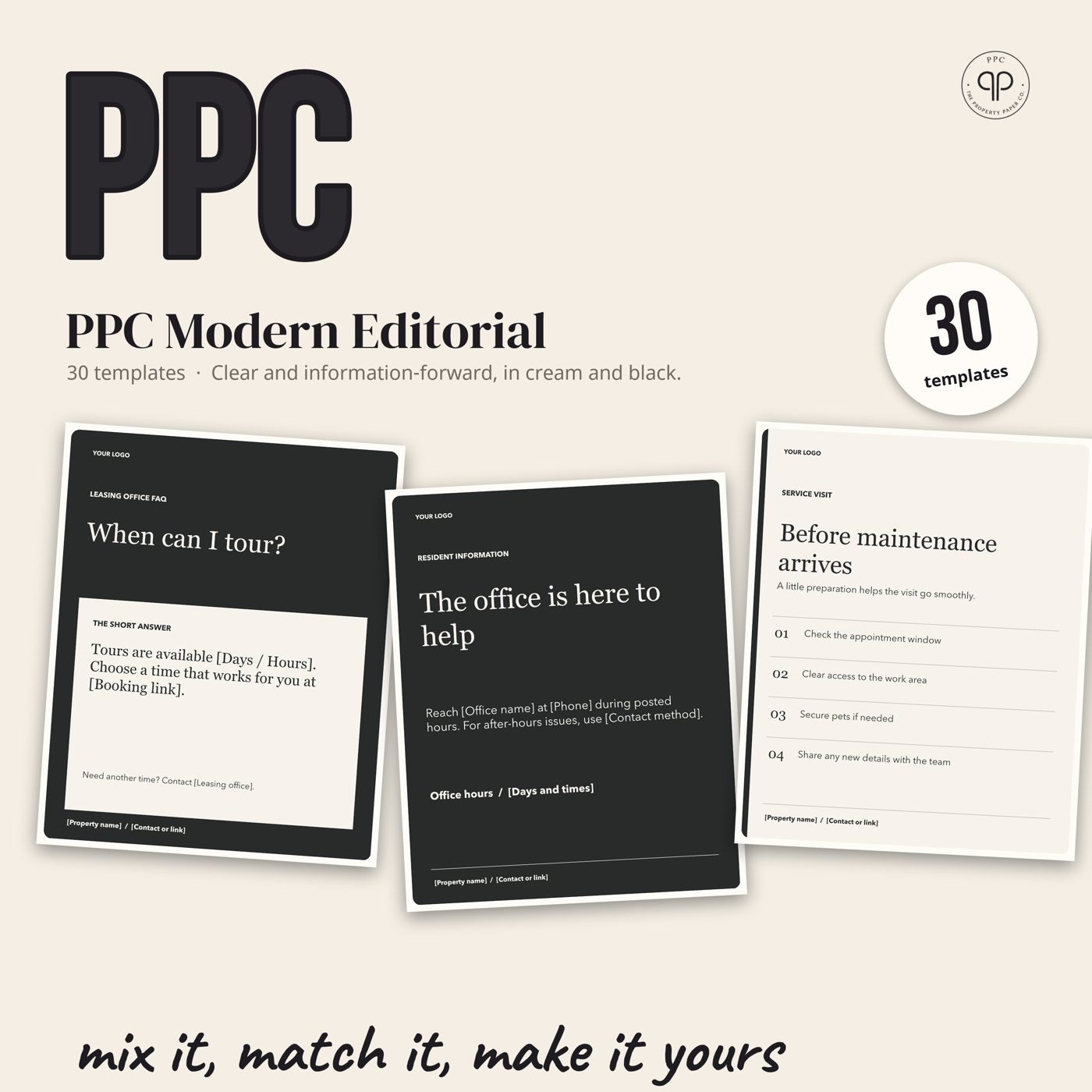 PPC Modern Editorial: 30 templates, from The Mix & Match Edit