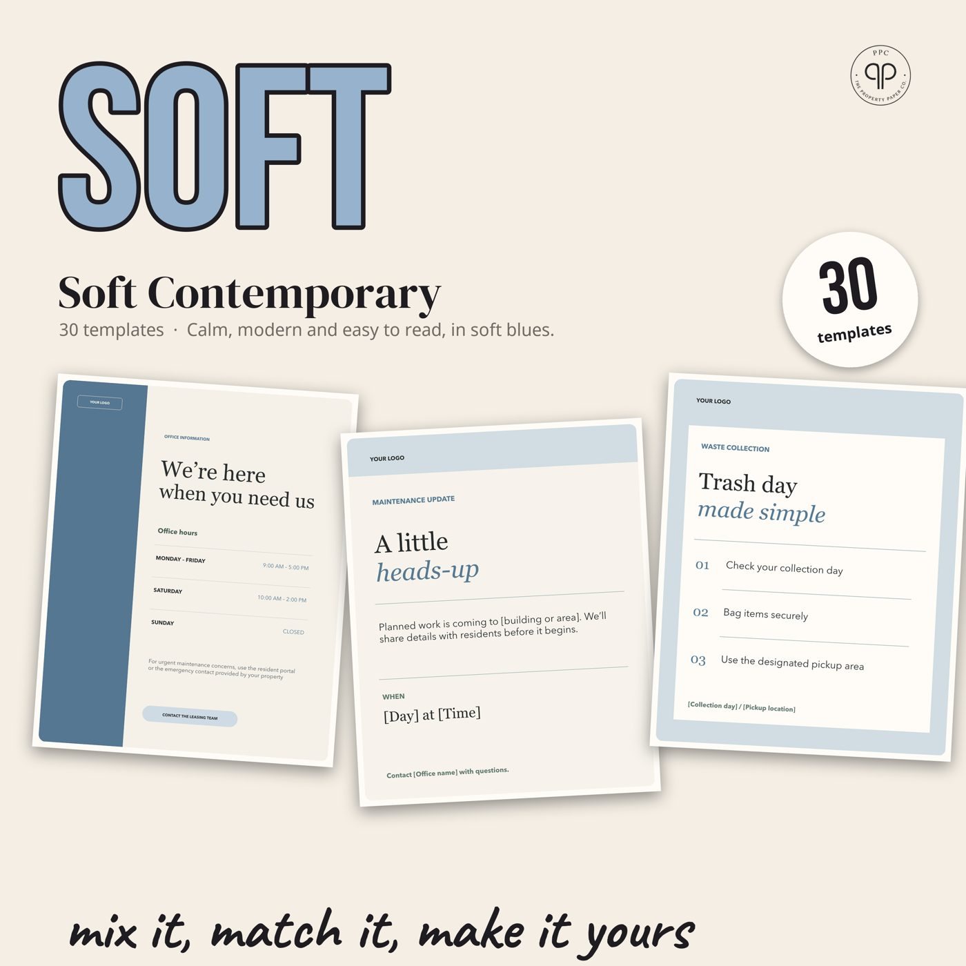 Soft Contemporary: 30 templates, from The Mix & Match Edit