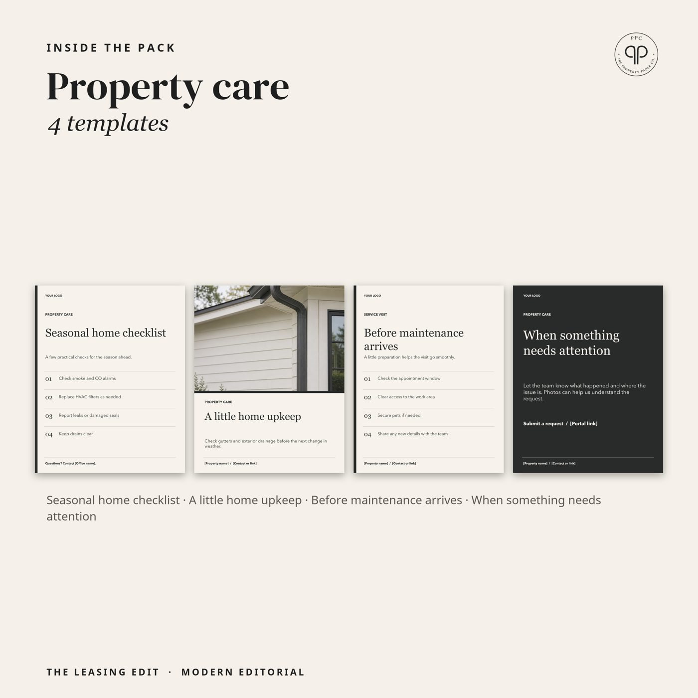Property care: 4 templates, from PPC Modern Editorial