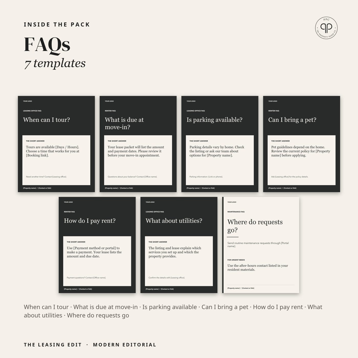 FAQs: 7 templates, from PPC Modern Editorial