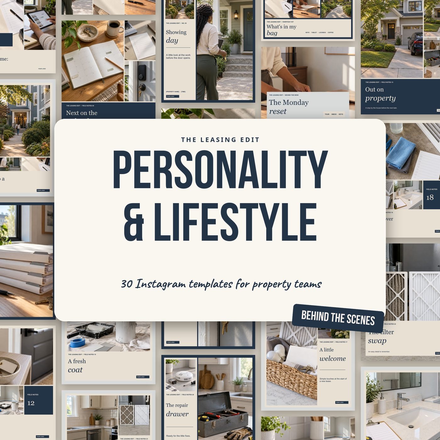 Personality & Lifestyle cover: a wall of editable Instagram templates in the Personality & Lifestyle look