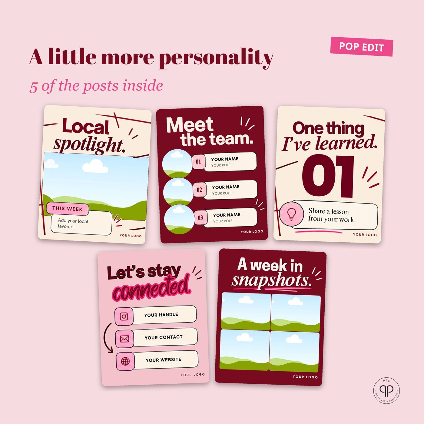 A little more personality: 5 of the posts inside, from Pop Edit