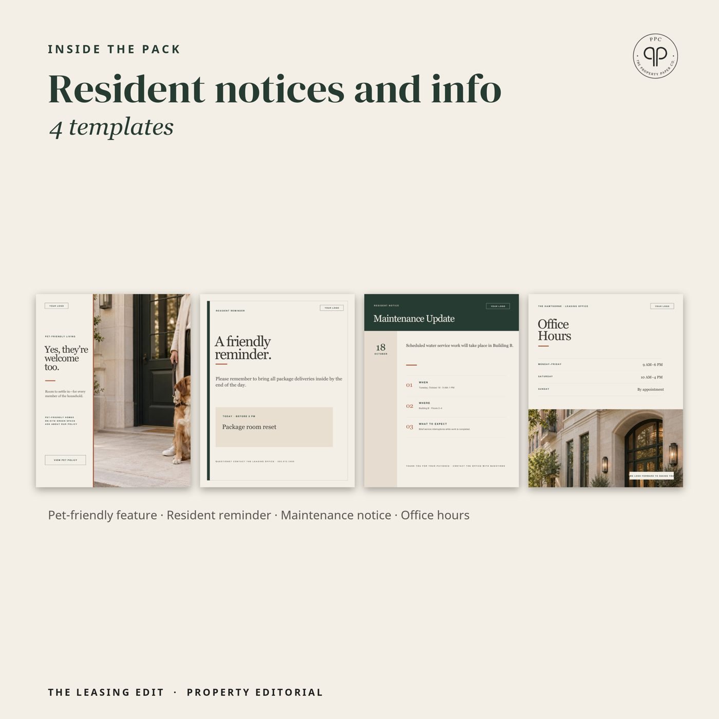Resident notices and info: 4 templates, from Property Editorial