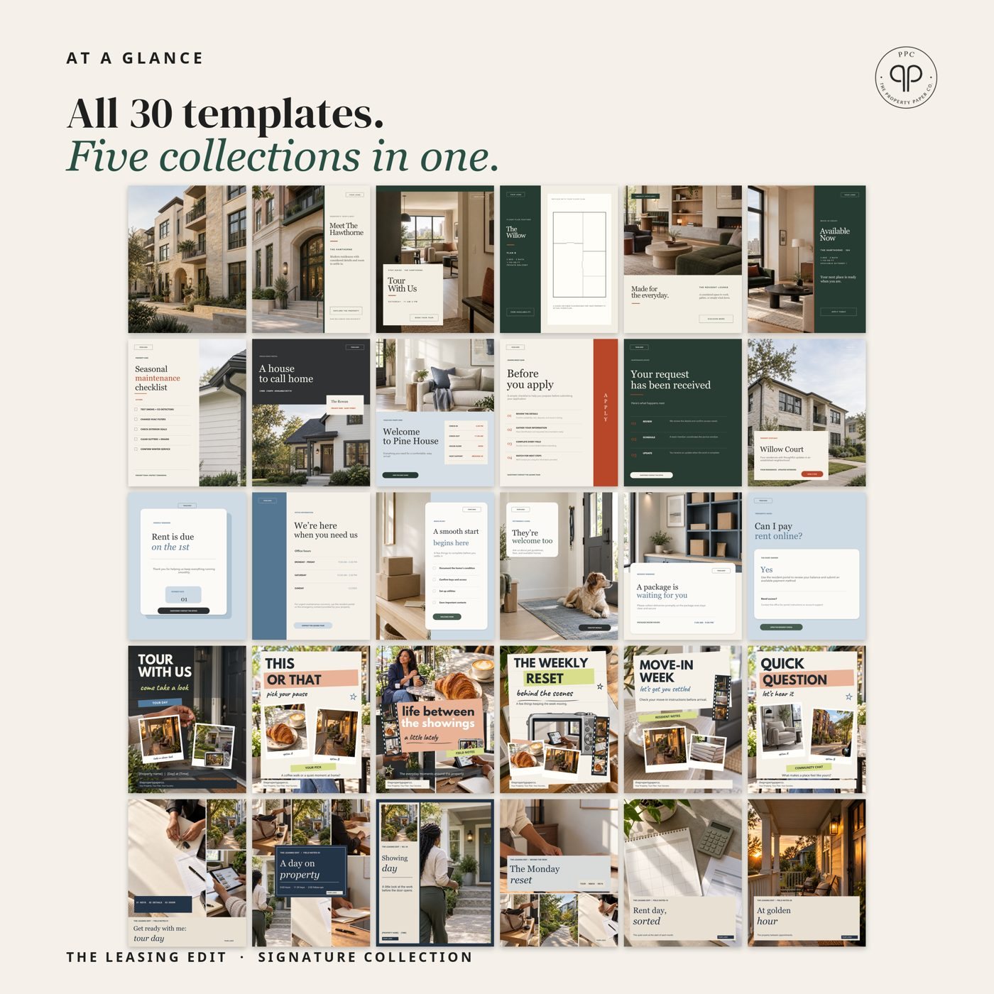 All 30 at a glance: Five collections in one, from The Signature Collection