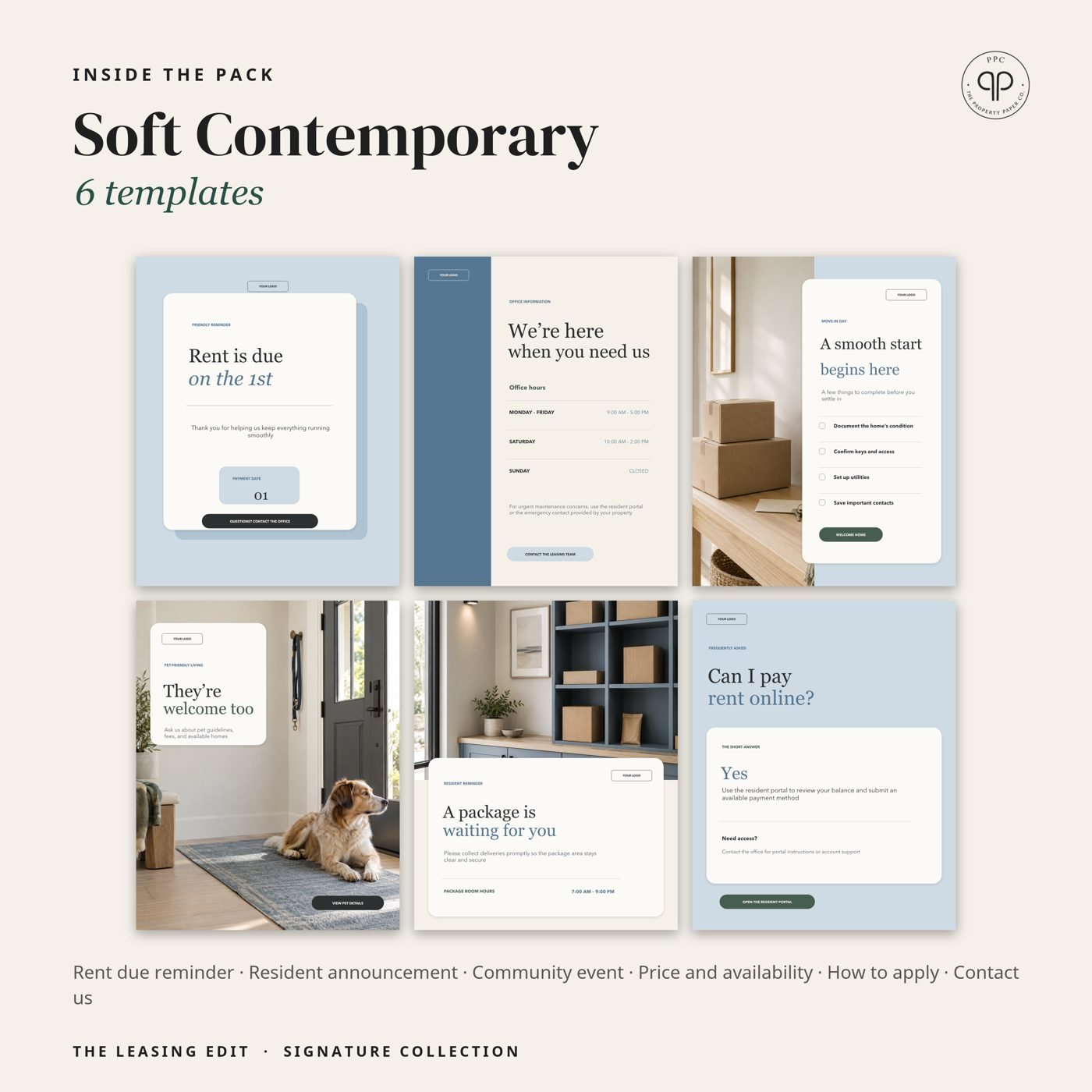 Soft Contemporary: 6 templates, from The Signature Collection