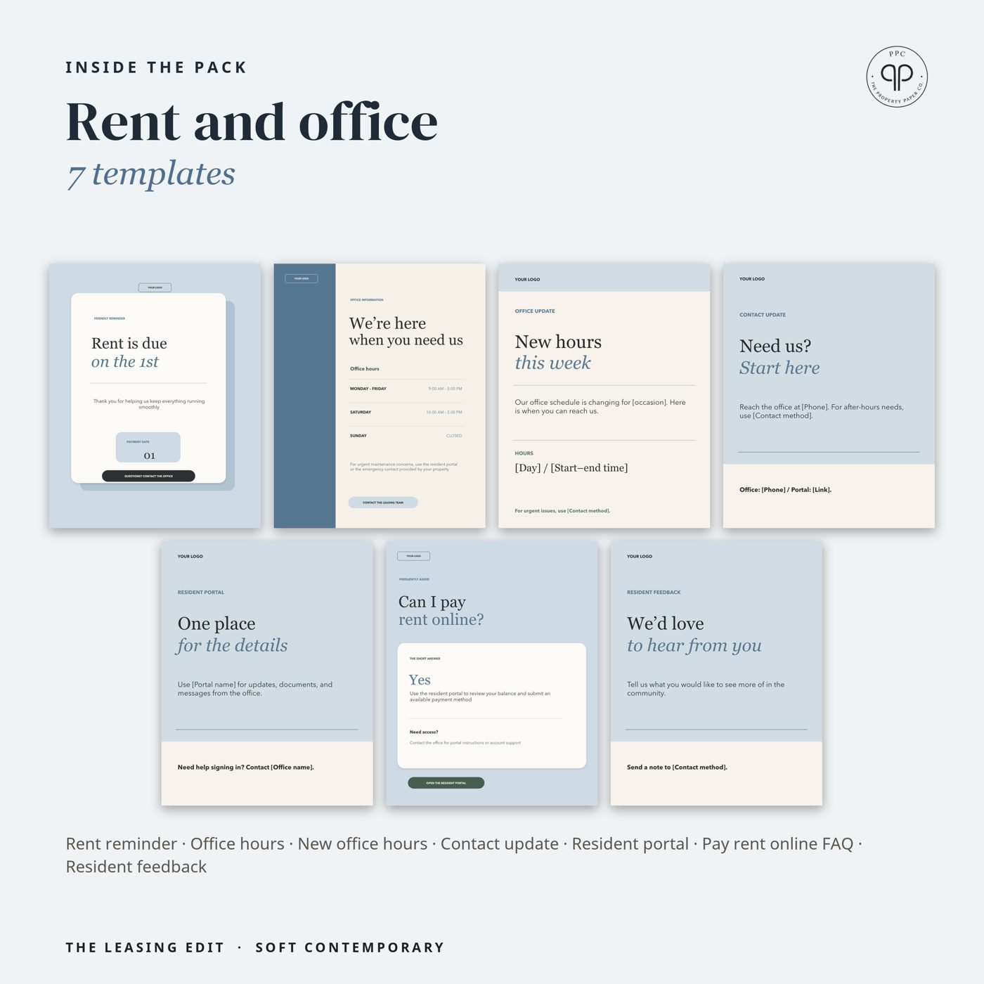 Rent and office: 7 templates, from Soft Contemporary