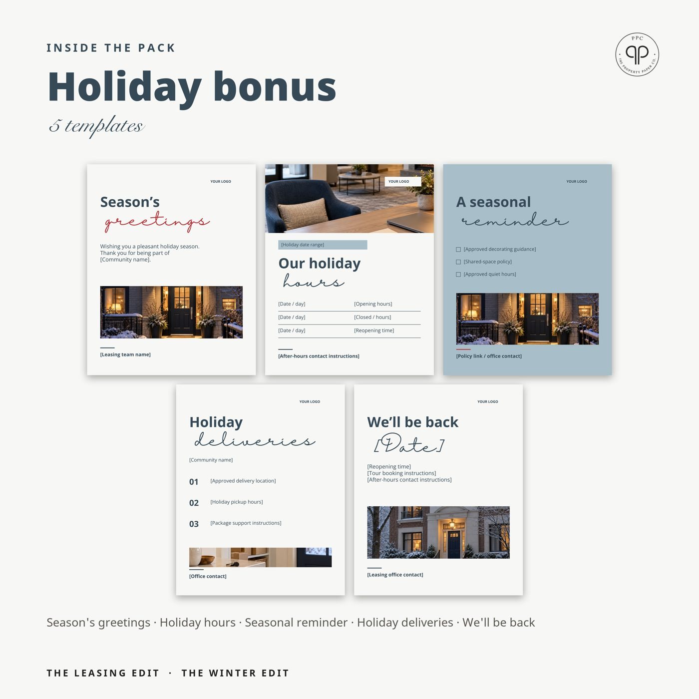 Holiday bonus: 5 templates, from The Winter Edit