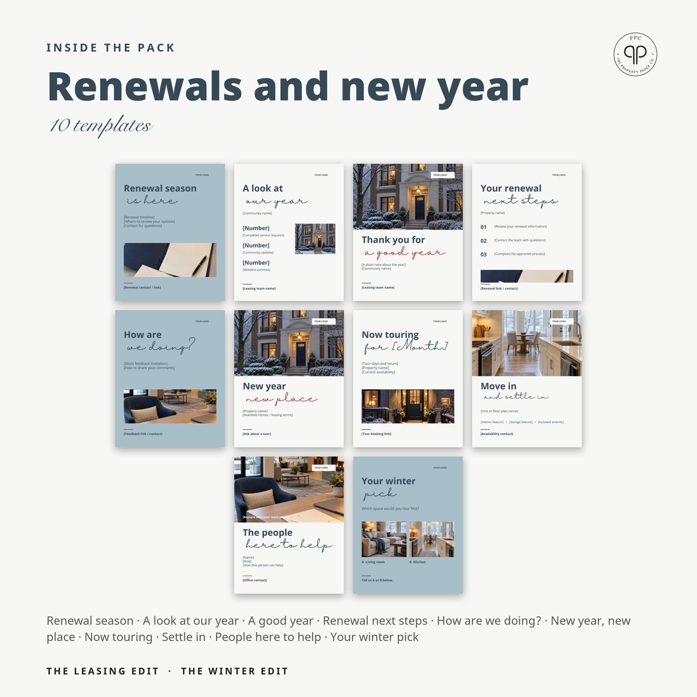 Renewals and new year: 10 templates, from The Winter Edit